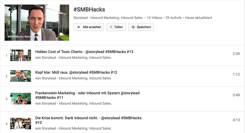 Storylead SMB Hacks - alles über Inbound Marketing & Sales
